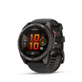 Garmin Fenix 8 Pro 51 mm AMOLED GPS Smartwatch Sapphire Carbon Gray DLC Titanium with Black/Pebble Gray Silicone Band