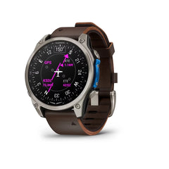 Garmin D2 Mach 2 47mm Smartwatch Titanium with Oxford Brown Leather Band