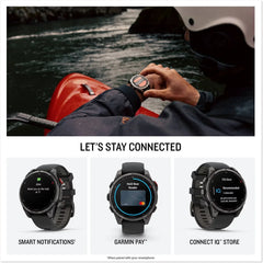 Garmin Fenix 8 Pro 47 mm AMOLED GPS Smartwatch Sapphire Carbon Gray DLC Titanium with Black/Pebble Gray Silicone Band