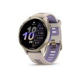 Garmin Forerunner 970 Smartwatch Soft Gold Titanium with French Gray Case and French Gray/Translucent Indigo Band