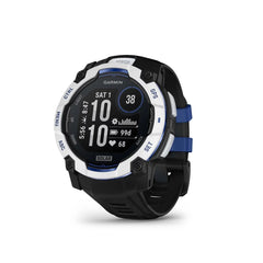 Garmin Instinct 3 50 mm Solar GPS Smartwatch Whitestone with Black/Bolt Blue Silicone Band
