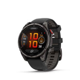 Garmin Fenix 8 Pro 47 mm AMOLED GPS Smartwatch Sapphire Carbon Gray DLC Titanium with Black/Pebble Gray Silicone Band