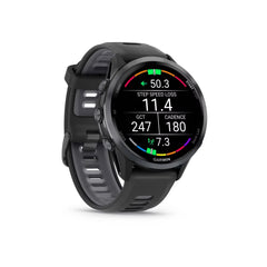 Garmin Forerunner 970 Smartwatch Carbon Gray DLC Titanium with Black Case and Black/Translucent Whitestone Band
