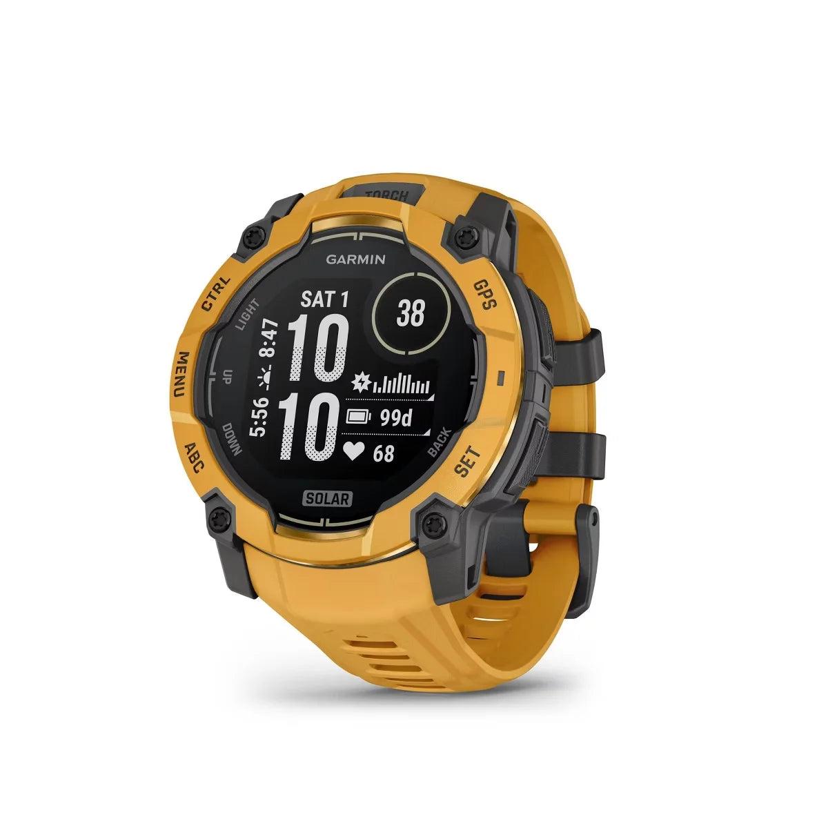Garmin Instinct 3 50 mm Solar GPS Smartwatch Sunburst with Sunburst/Gray Band