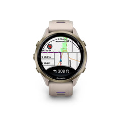 Garmin Forerunner 970 Smartwatch Soft Gold Titanium with French Gray Case and French Gray/Translucent Indigo Band