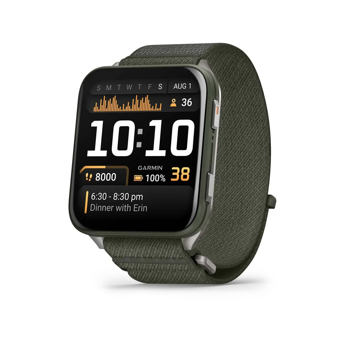 Garmin Venu X1 Moss Smartwatch with Titanium Caseback and Moss Comfort Fit Nylon Band